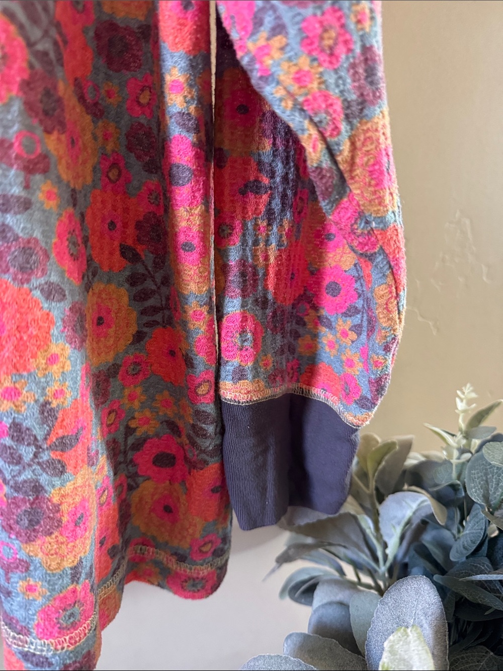 NATURAL LIFE Floral Waffle Knit Pullover with Pink and Orange Flowers - Picture 6 of 7